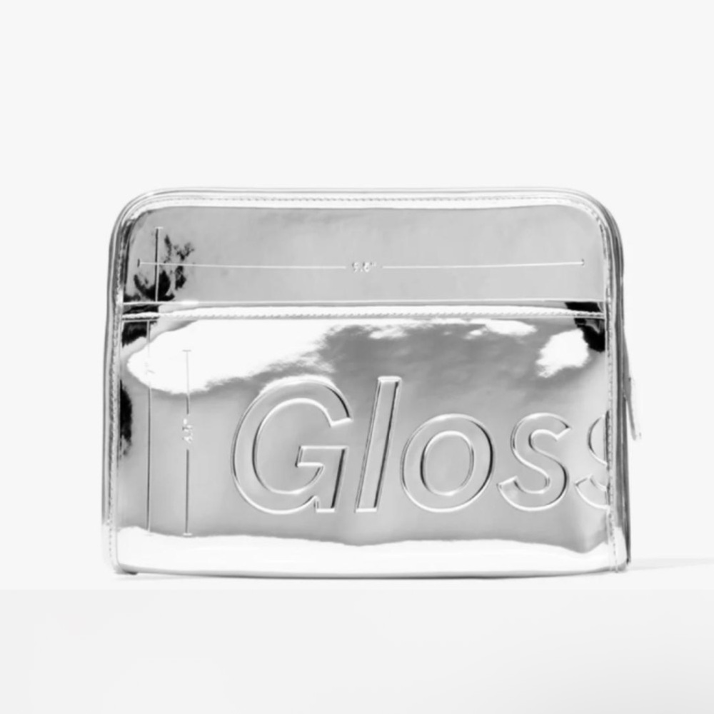 Glossier Silver/Chrome Beauty Bag